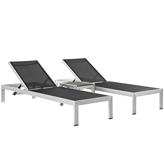 Ergode Shore 3 Piece Outdoor Patio Aluminum Set - Silver Black