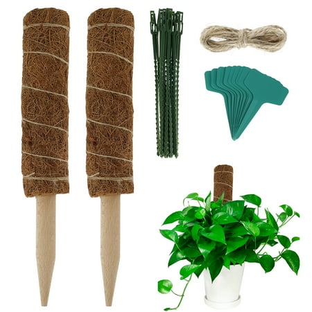 

2pcs Moss Pole 30/40CM Coco Coir Plant Sticks with Plant Ties and Labels Garden Moss Support Pole Plant Support Extension Accessories for Climbing Plants & Indoor Plants
