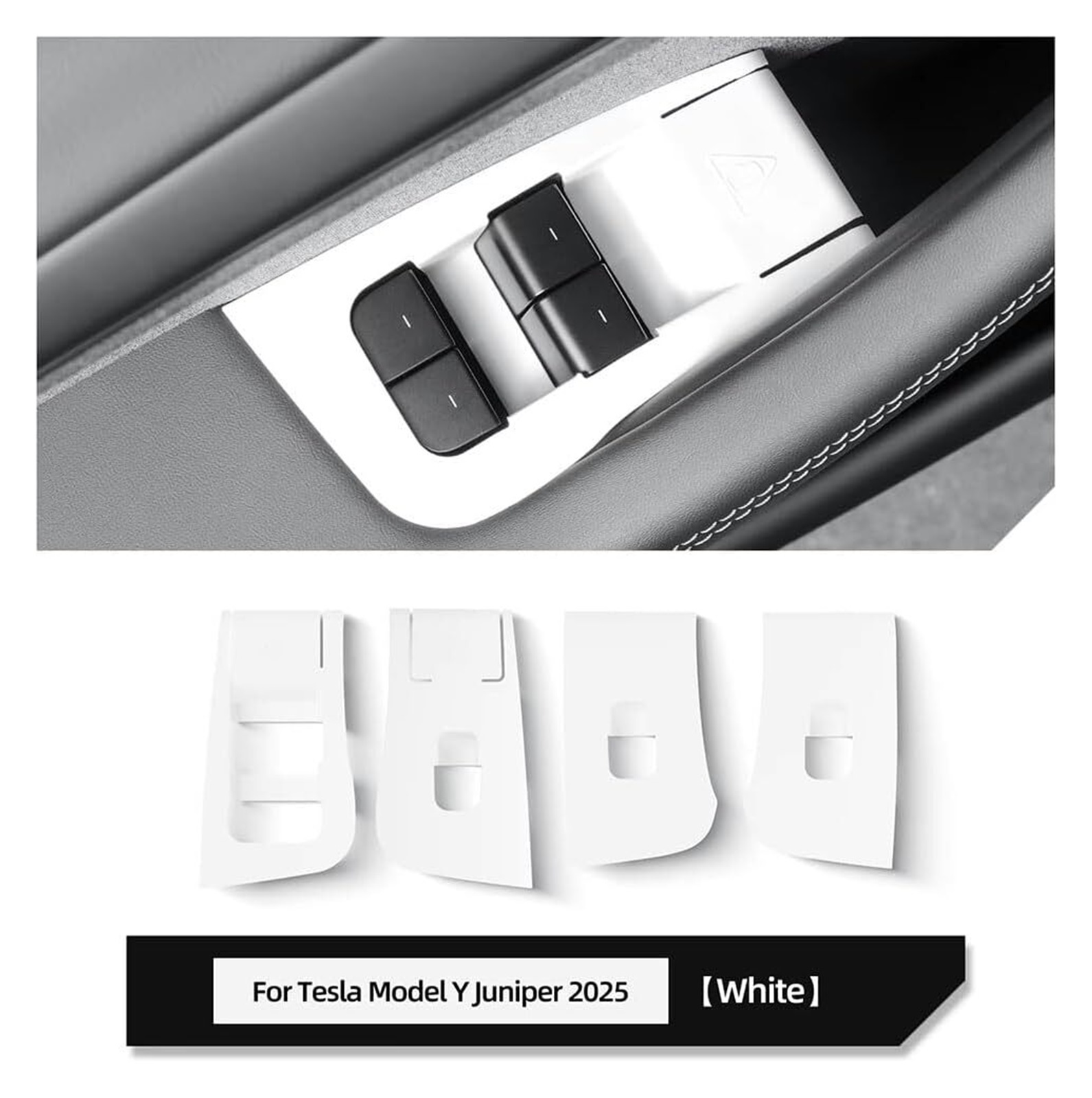 YUASDGCK LHD for Tesla Model Y Launch 2025 2026 Juniper Car Glass Lift Switch Panel Door Armrest Lift Control Trim Cover,C-White