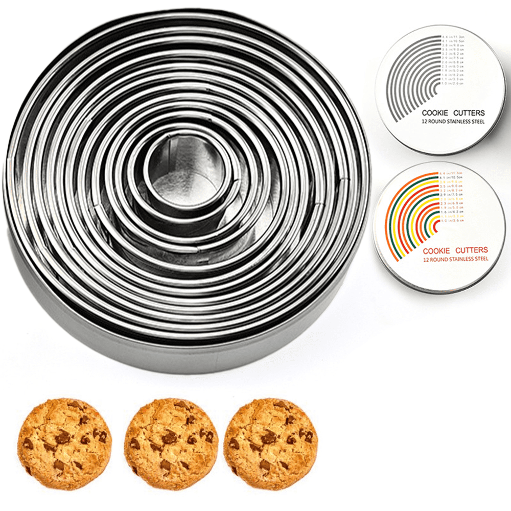Round Cookie Biscuit Cutter Set,Graduated Circle Pastry Cutters