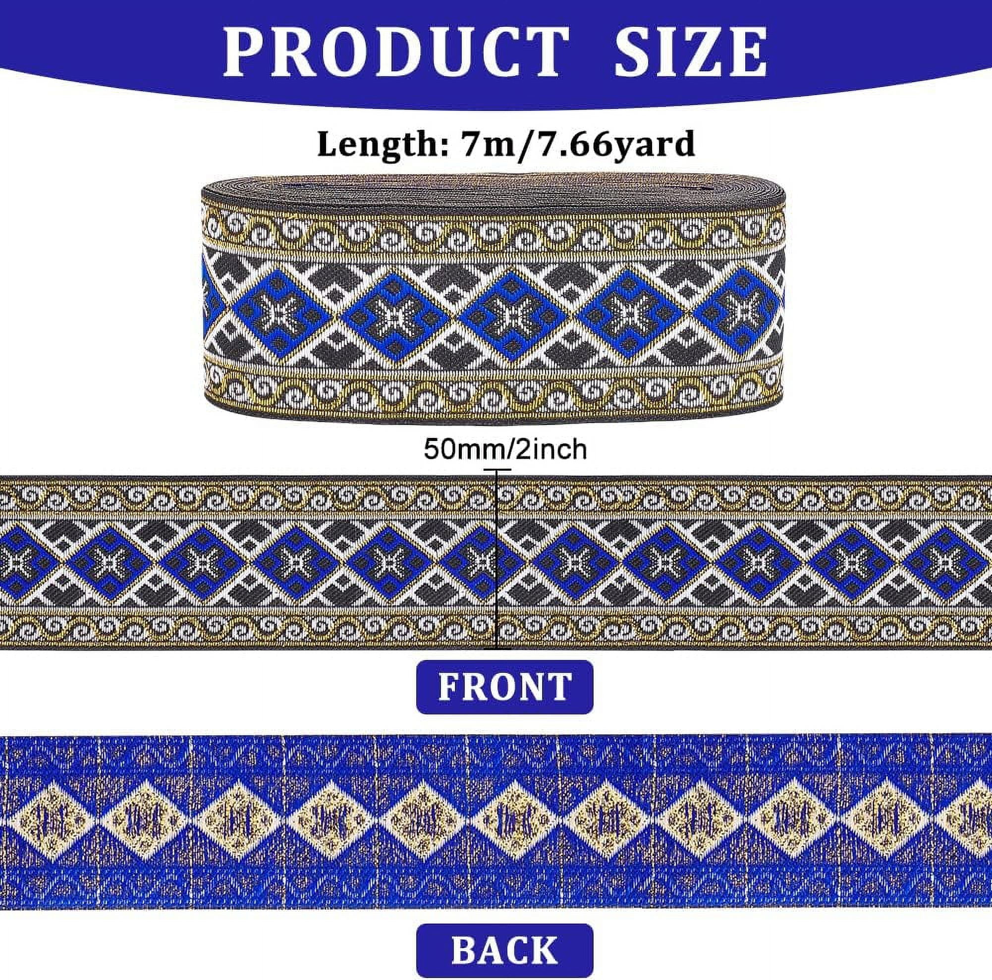 7.6Yards Jacquard Ribbon Trim 2 inch Wide Vintage Floral