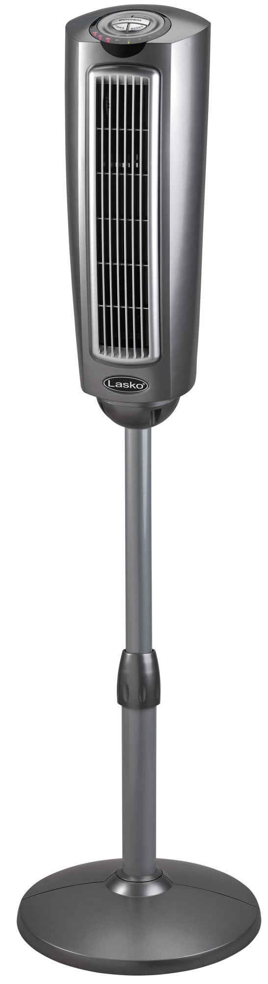 Lasko 52" 3-Speed Adjustable Oscillating Remote Controlled Pedestal Tower Fan, Gray, 2535