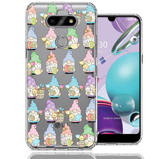 MUNDAZE LG Aristo 5/Phoenix 5/Risio 4 Pastel Easter Cute Gnomes Spring Flowers Eggs Holiday Seasonal Double Layer Phone Case Cover