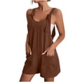 thumbnail image 1 of Liquidation d'Été! Pantalons Grande Taille pour Femmes, Pantalons d'Été pour Femmes, Mode Féminine d'Été Solide Décontracté Sans Manches Combinaison Courte à Bretelles, 1 of 5