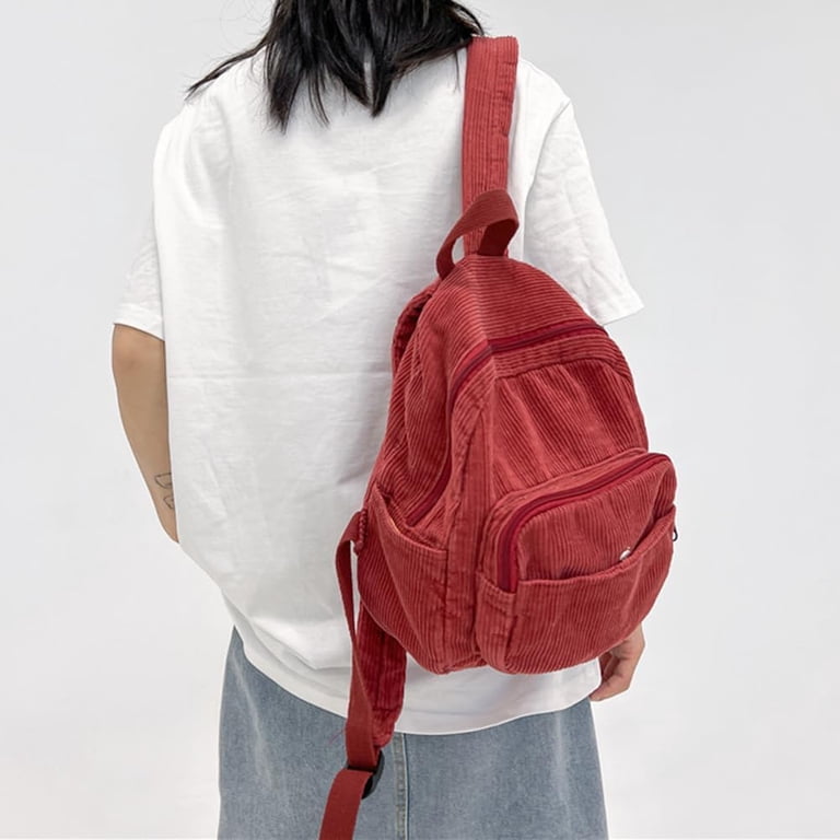 Mini Corduroy Backpack Purse - Small Daypack with Multiple Pockets Makukke Mini Corduroy Backpack – makukke main image 4