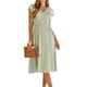 thumbnail image 1 of Vestido De Verano De Las Mujeres Vestido de playa de verano Elegent Sexy Cintura Apretar Vestido largo Manga con volantes Sólido Cgtredaw Para estrenar, 1 of 1