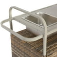 thumbnail image 5 of Outdoor Bar Table With Lockable Wheels, Steel Top & Wicker Cabinet Ideal For Garden, Poolside & Backyard Entertaining, 5 of 10