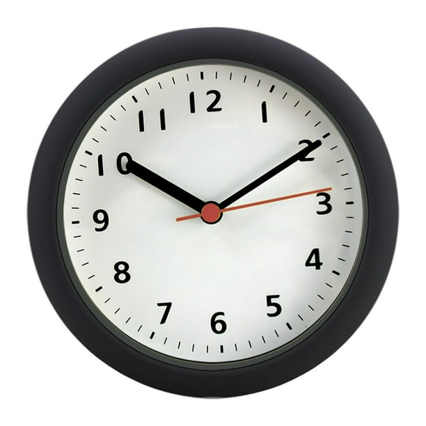 Reloj de pared circular de 6 pulgadas, ideal para decoración del hogar, resistente al agua, para baño y Blanco y negro