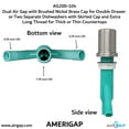 thumbnail image 4 of Dual Air Gap with Brushed Nickel Brass Cap for Double Drawer or Two Separate Dishwashers with Skirted Cap and Extra Long Thread for Thick or Thin Countertops (AG200-104, AG200-X04, AMERIGAP), 4 of 9