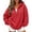 Red, variant on Hueook Zip Up Hoodie Women 1/4 Zip Half Neck Long Sleeve Casual Sweatshirt with Pockets Red L