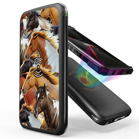

INFUZE Qi Wireless Portable Charger for CAT S62 / CAT S62 Pro External Battery (10000 mAh 18W Power Delivery USB-C/USB-A Ports) with Touchless Tool - Wild Horses