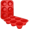 thumbnail image 1 of Juego de 2 moldes para muffins grandes, 6 moldes, molde para muffins de silicona, molde para hornear antiadherente para muffins, cupcakes, brownies y pudines, 27,8 x 19 x 5 cm (rojo), 1 of 5