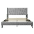 thumbnail image 3 of SYNGAR Upholstered Queen Size Velvet Platform Bed Frame with Tufted and Chrome Nailhead Trim Wingback Headboard, Gray, 3 of 8