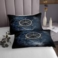 thumbnail image 3 of Nautical Rudder Queen Size Retro Navy Black Spider Web Trippy Quilted 3 Pieces Coverlet Set with 2 Pillowcases Navigation Ocean Adventure Theme Psychedelic Bedding Quilt for Room Decor, 3 of 5