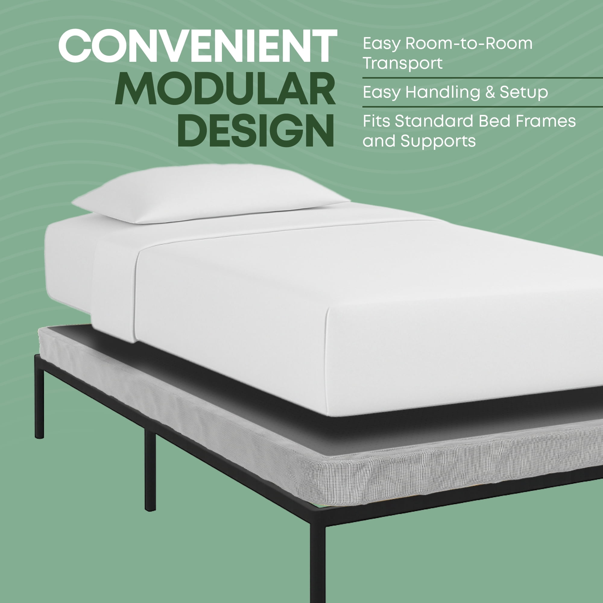 Continental Sleep, Unassembled Twin Box Spring for Twin Bed, 4.5-Inch Wood Box Spring Only, Noise-Free Mattress Foundation, Packed Flat, Easy Assembly, Gray