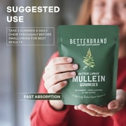 Betterbrand Mullein Chewable Gummies for Lung Cleanse and Detox, Respiratory Health Supplement, 1000mg Mullein extract per serving, 60 Gummies - 30 Day Supply - Pear Flavored