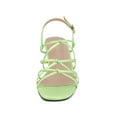 thumbnail image 5 of BLISSFUL STEP Women's Square Toe Knots Ankle Strap Block Heels Sandals Lime Lime Green 9.5, 5 of 7