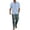 Sky Blue, variant on Letdown Mens Linen 2 Piece Outfits Casual Summer Beach Solid Color Button Down Shirt Loose Pants Set Lightweight Breathable Outfits with Pockets
