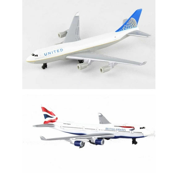 United, British Airways Airlines Diecast Airplane Package - Two 5.5" Diecast Model Planes