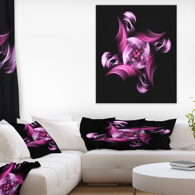 Rotation du Petit Monde Violet en Noir - Impression d'Art Floral sur Toile