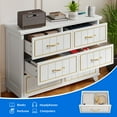 thumbnail image 4 of Dextrus 6-Drawer Dresser with Power Strip, Gold Strips & Metal Handles, Bedroom Storage Chest, White, 4 of 10