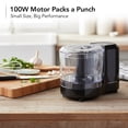 thumbnail image 2 of OVENTE 1.5-Cup Electric Food Chopper, 100W Food Processor with One-Touch Control and Stainless Steel Blade Ideal for Slicing Vegetable, Grinding, Shredding, Mincing, Puree and Meal Prep Black PF1515B, 2 of 9