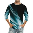 thumbnail image 1 of Blusas y camisas de manga larga con cuello redondo para hombre, blusa informal con cuello redondo y manga corta, blusa estampada de poliéster para hombre., 1 of 2