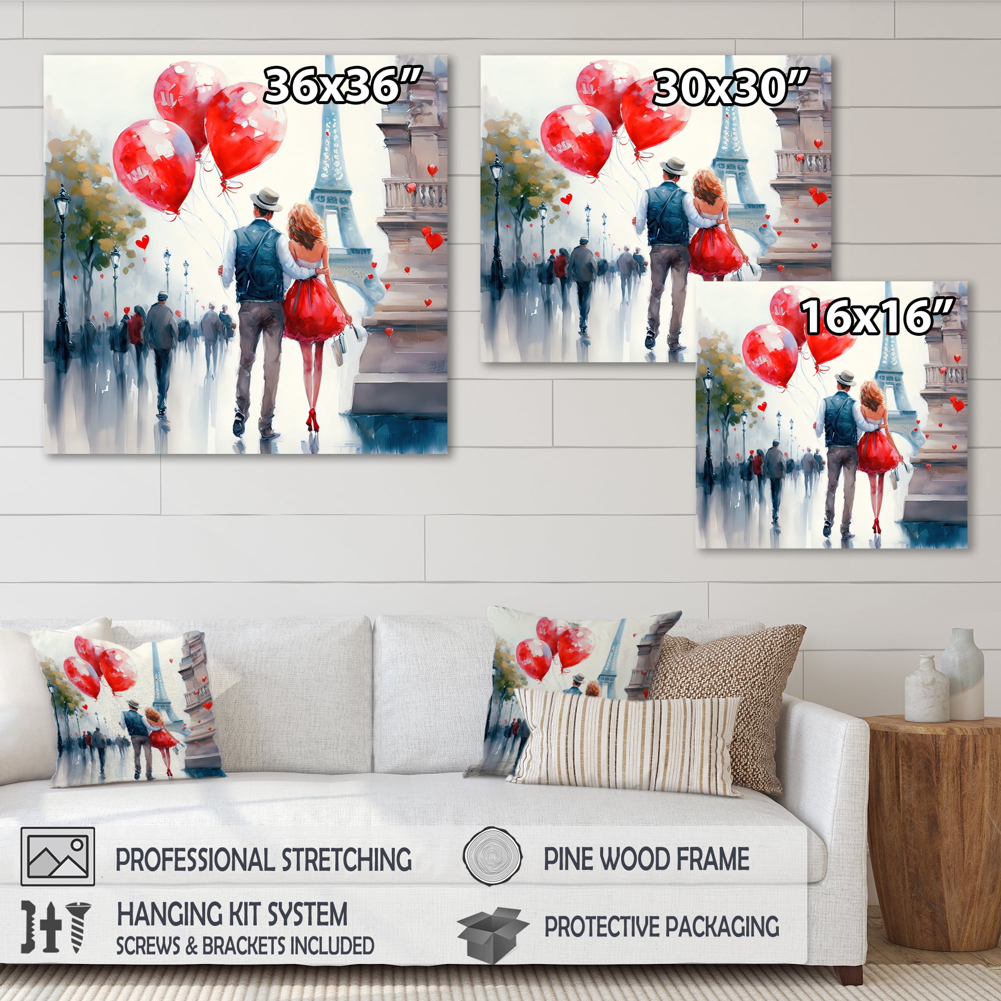 Designart Couples In Love In Paris IV Canvas Wall Art