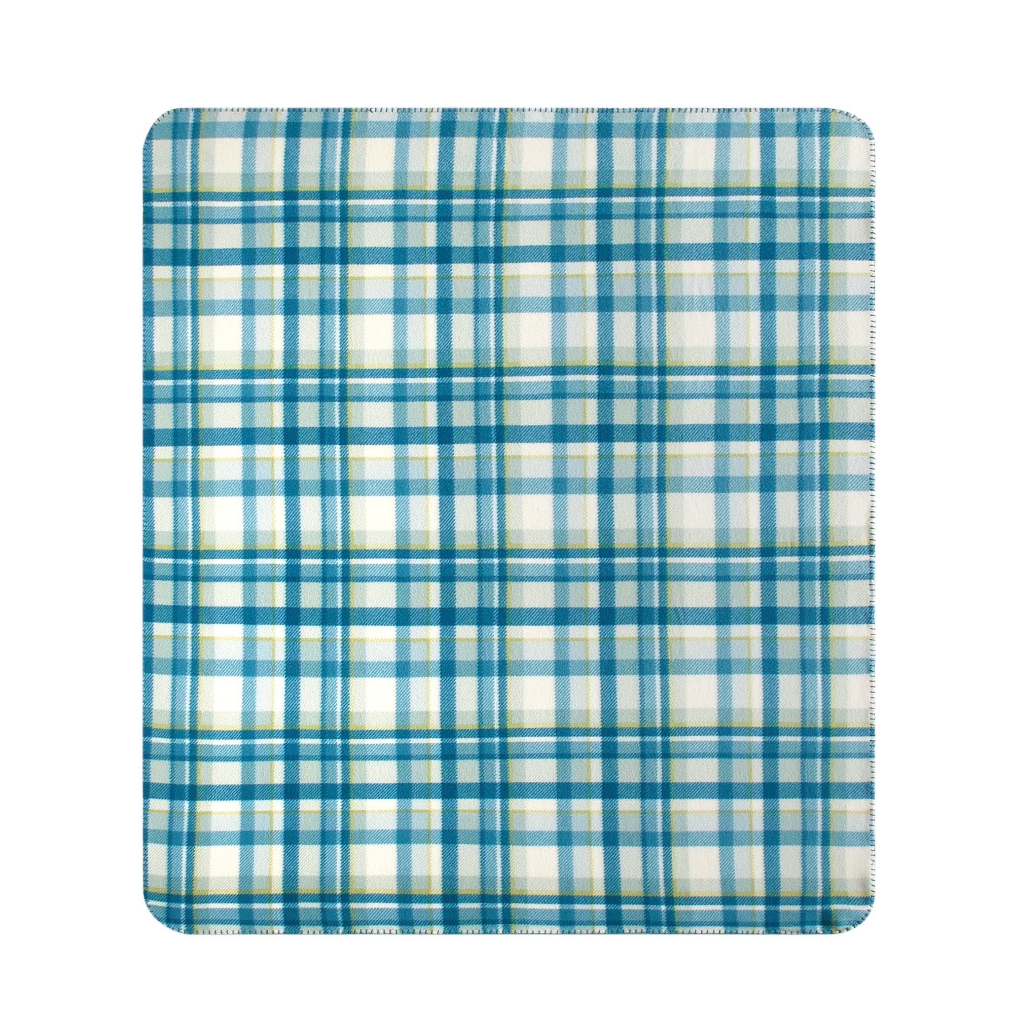Mainstays Cozy Fleece Throw Blanket Teal Plaid 50" x 60", All Ages