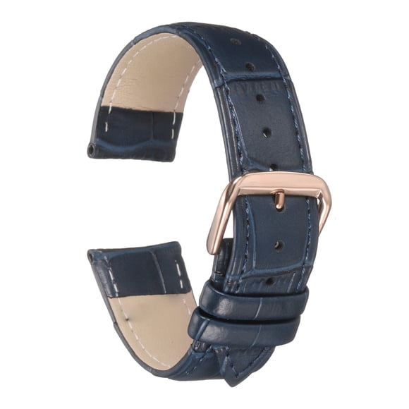Uxcell Leather Watch Bands 20mm Classical Embossed Replacement Strap Elegant Vintage Watchband, Blue Rose Gold