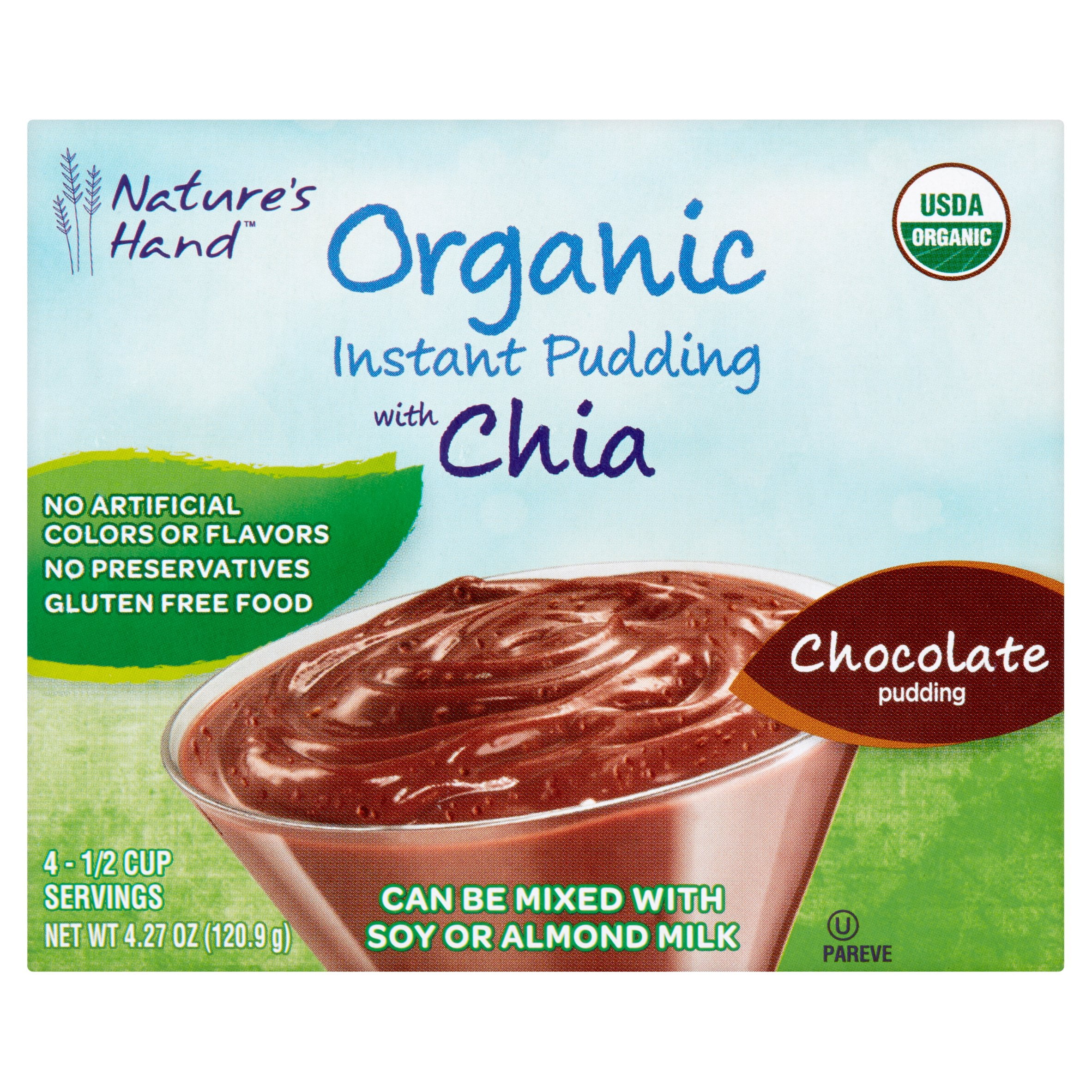 Nature's Hand Organic Chocolate Instant Pudding with Chia, 2.13 oz, 2
