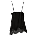 thumbnail image 6 of Arlun Womens Satin Lace Trim Spaghetti Strap Long Tank Tops Thin Comfy Silky Patchwork Camisole Top Elegant Solid Color Layering Sleeveless Blouse Black XL, 6 of 6