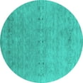 thumbnail image 1 of Ahgly Company Machine Washable Indoor Round Abstract Turquoise Blue Contemporary Area Rugs, 8' Round, 1 of 4