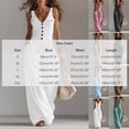 thumbnail image 3 of Kctiaxy Rompers for Women Loose Sleeveless V Neck Button Front Jumpsuits Solid Muti Pockets Wide Leg Long Pant Business Casual Outfits, 3 of 7