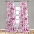 thumbnail image 2 of Floral Window Curtains, Romantic Magnolia Flowers Painting Ornaments Botanical Spring Love Themed, Lightweight Decor 2-Panel Set with Rod Pocket, Pair of - 28"x95", Pink and Pale Grey, by Ambesonne, 2 of 3