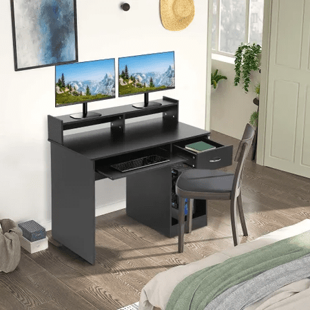 BORGEBY 43 Office Desk with Hutch & Drawers Computer Desk for Home Office & Students ,Black