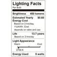 thumbnail image 2 of Great Value LED Light Bulb, 5 Watts (40W Eqv.) A15 Ceiling Fan Frosted Lamp E12 Base, Dimmable, 2-Pack,Soft White, 2 of 8