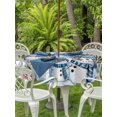 thumbnail image 2 of Outdoor Tablecloth with Umbrella Hole and Zipper, Christmas Snowman Round Table Cloth 60 Inch Waterproof Tablecloth, Xmas Winter Snowflakes Tree Forest Blue Picnic Table Cover for Patio Camping, 2 of 7