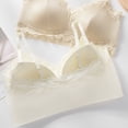 thumbnail image 5 of Koadzawe Women's Lace Trim Bralette, Wireless Soft Cup Bra with Adjustable Spaghetti Straps, V Neck Seamless Comfort Bralette for Everyday Wear, Sleep, Lounge and Layering Khaki 3XL, 5 of 7
