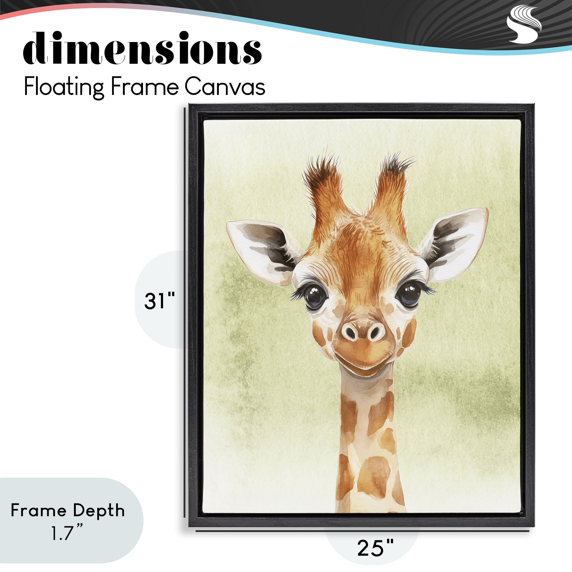 Stupell Industries Jungle Friends Baby Giraffe Black Framed Floater Canvas Wall Art, design by Christine Simpson Art