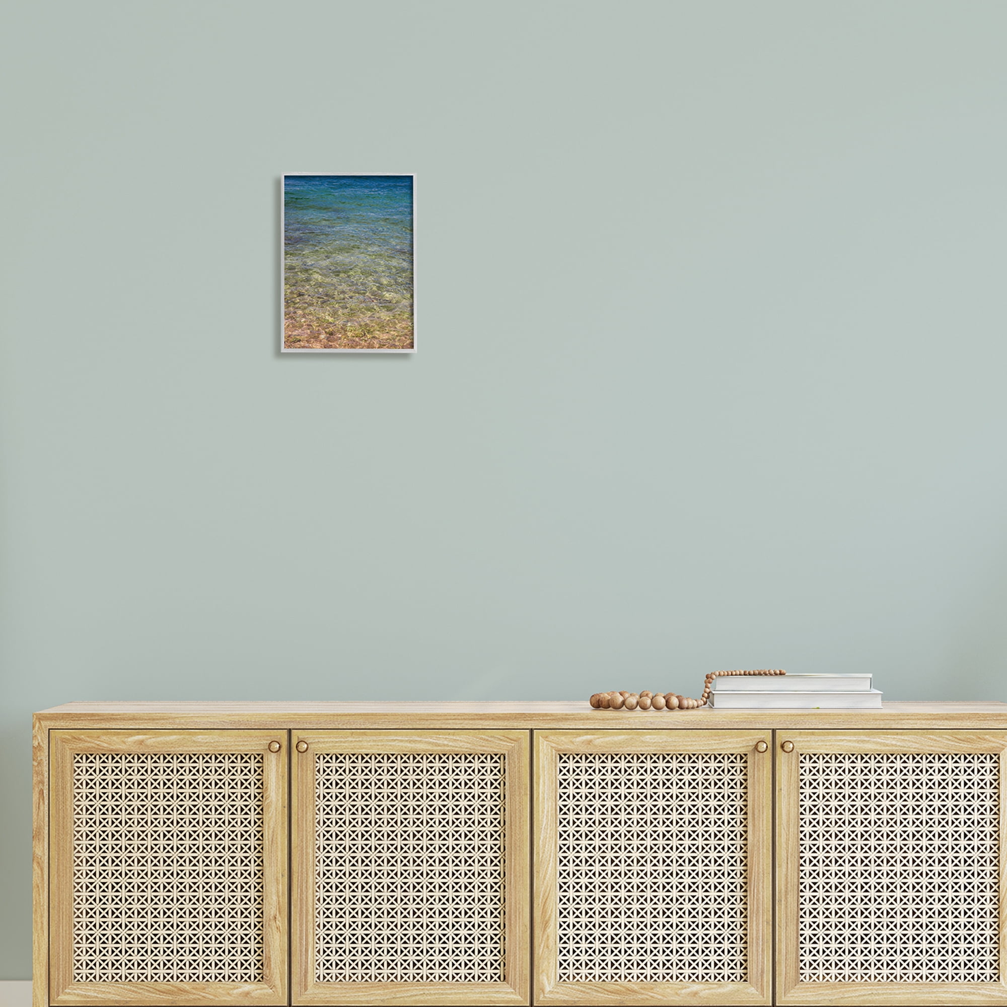 Stupell Underwater Clear Sea Floor Ripples Landscape Photography Gray Framed Art Print Wall Art