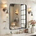 thumbnail image 7 of Simple Deluxe 30" x 40" Bathroom Mirrors, Metal Framed Bedroom Mirror, Rounded Rectangle Mirror, Anti-Rust Modern Decorative for Restroom, Farmhouse, Horizontally or Vertically Hanging, Black, 7 of 7