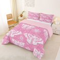 thumbnail image 2 of Homewish Hipple Moth Full Size Comforter Sets,Flower Skull Bedding Comforter Set,Pink,Halloween Duvet,Pink Reversible,3 Pieces,1 Comforter and 2 Pillowcases, 2 of 7