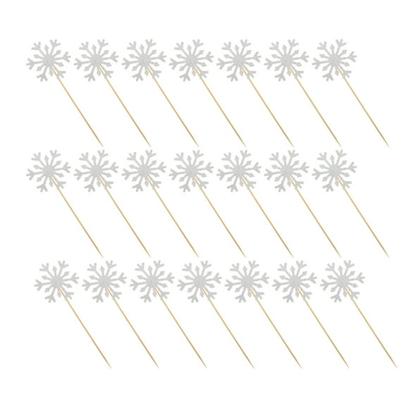 150 Pcs Glittered Toppers Cake Snowflake Insert Child 13.50X4.50X0.10CM Silver