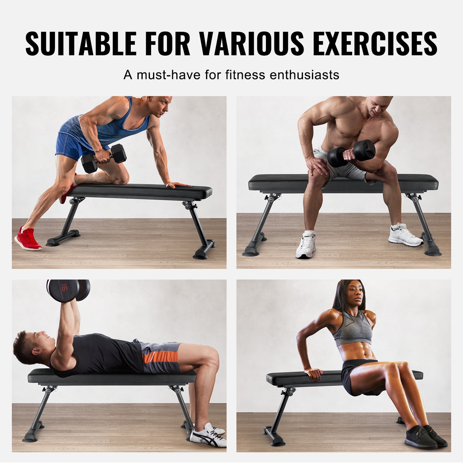 KFFKFF Sturdy Weight Bench, Collapsible Fitness Bench for Comprehensive Exercise, Versatile Gym Bench for Home Use, Supports up to 1000 LBS, Ideal for Strength Workouts and Core Training