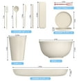 thumbnail image 4 of GPED 48 Pcs Wheat Straw Dinnerware Sets For 4, Unbreakable Dinnerware Sets, Reusable Wheat Straw Plates and Bowls Sets, Travel Camping Cutlery Set, Dishwasher Microwave Safe Dinnerware, Beige, 4 of 8
