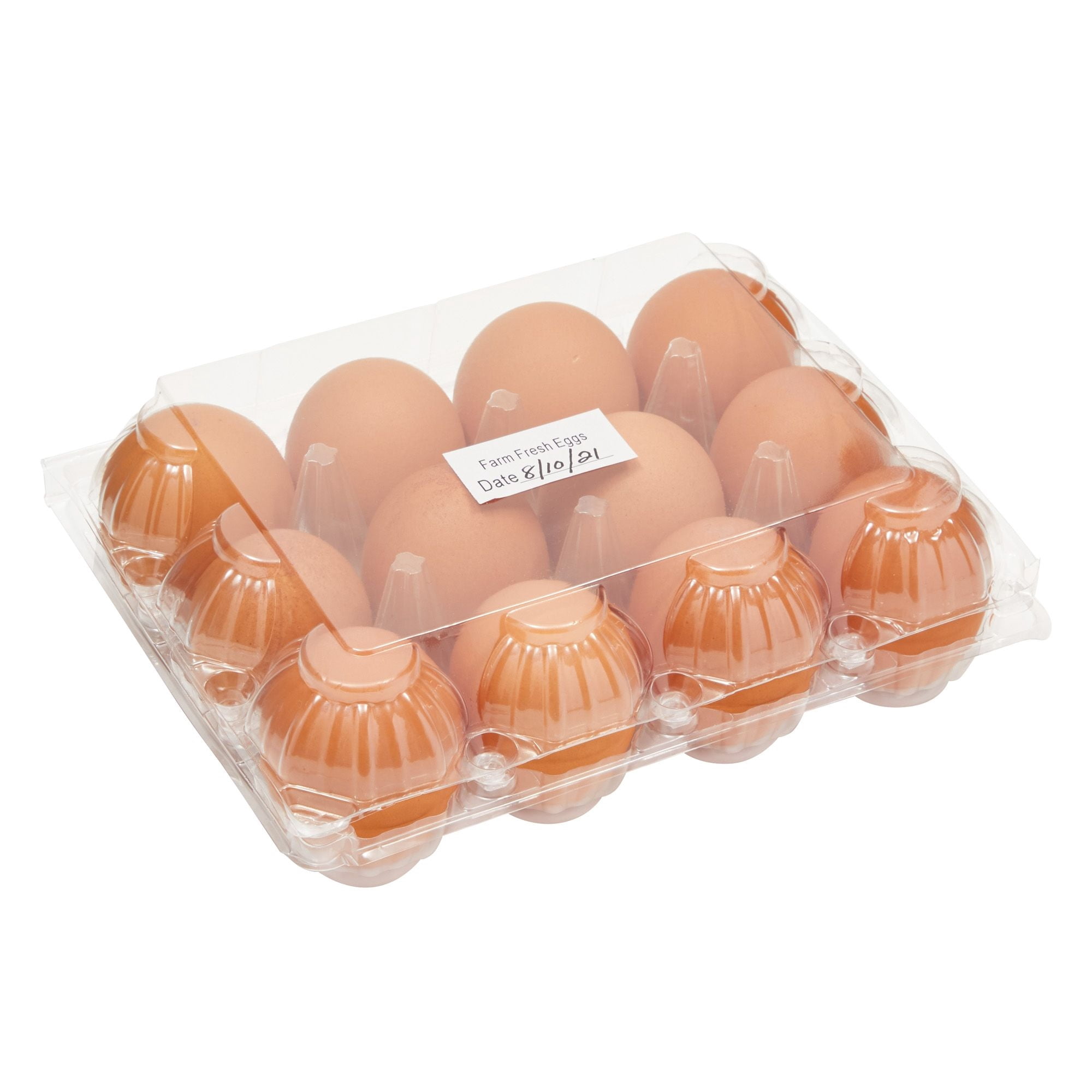 48-Pack Plastic Egg Cartons, Holds 1 Dozen with Date Labels Included, Bulk Pack of Reusable Egg Cartons for Chicken Eggs, Home Ranch, Farm, Commercial Use, Market Display