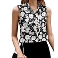 thumbnail image 1 of Camisas Sin Mangas con Botones para Mujer, Blusas Informales de Negocios con Cuello en V y Cuello Halter. Negro L, 1 of 8