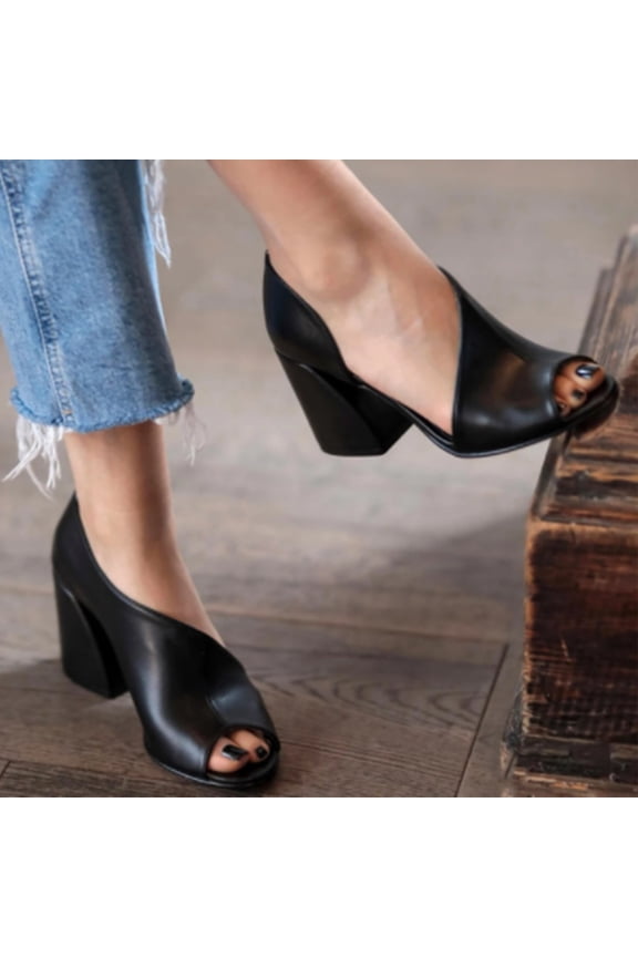 Womens Slingback Chunky Heels Pumps Peep Open Toe Low Heels Ankle Strap Career Wedding Bridal Prom Dress Shoes