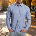 thumbnail image 2 of LODIENY Men's Stretch Wrinkle Free Dress Shirt Long Sleeve Collared Button Down Shirts Regular Fit Wedding Work Blouses Light Blue S, 2 of 6